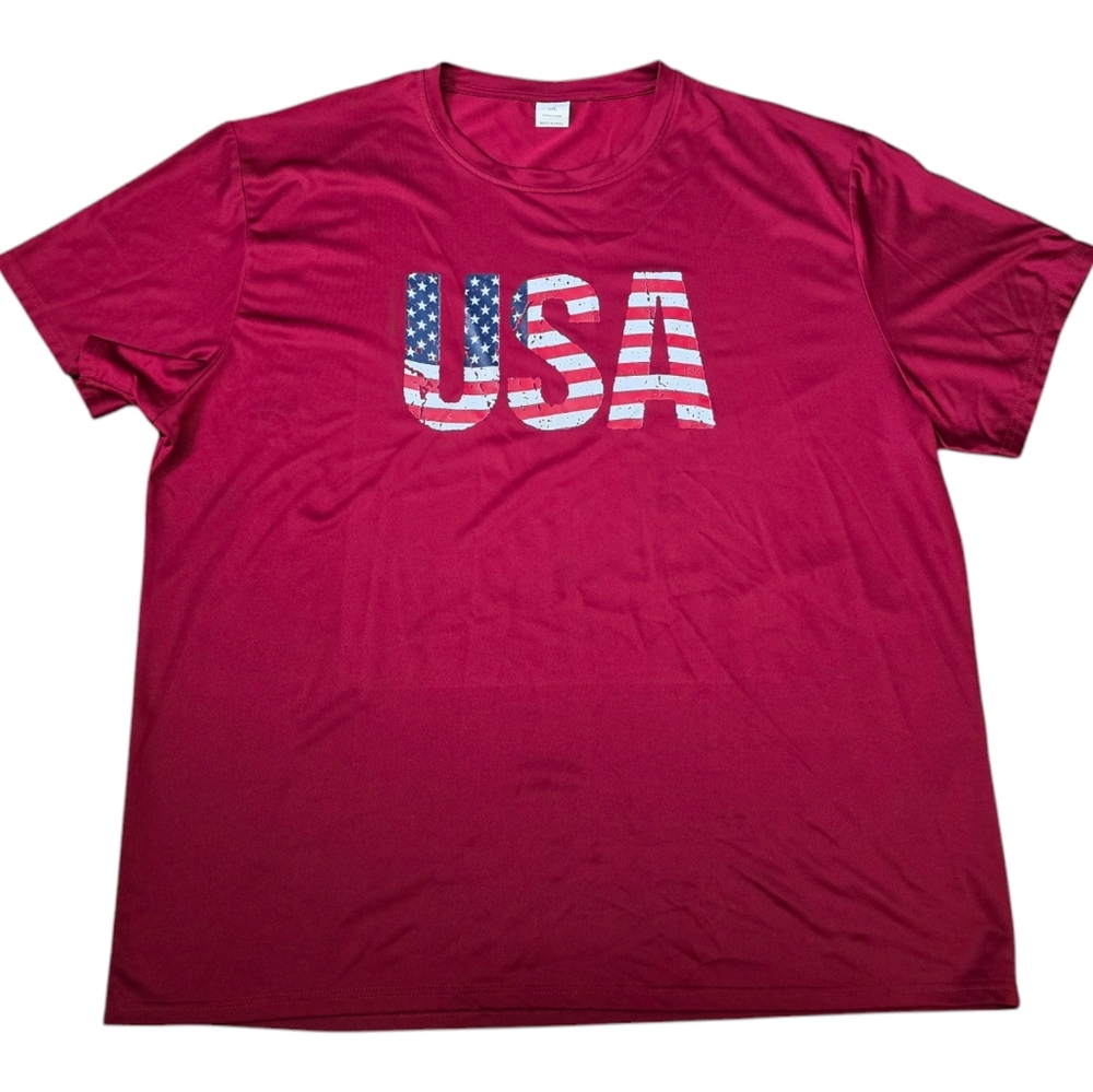Pre-Owned Unbranded Mens Size 4XL Short Sleeve Red T-Shirt USA Great Condition
